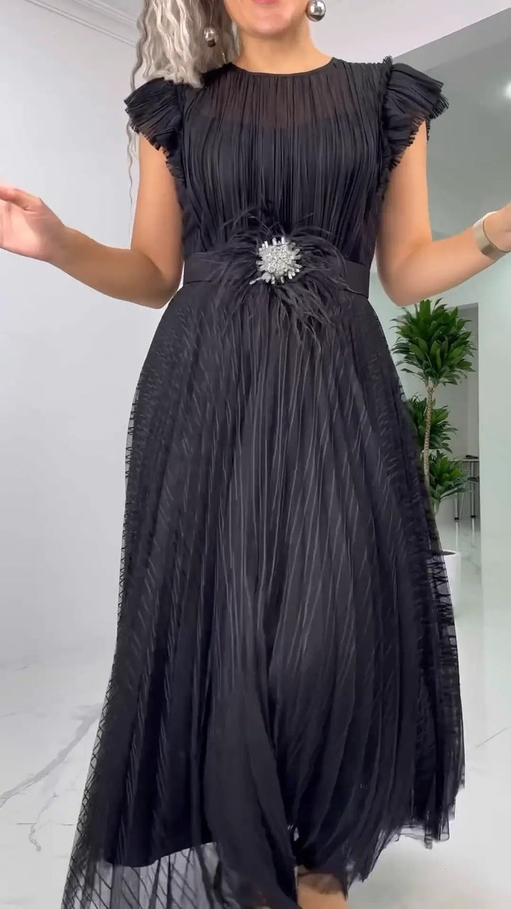KEVI - ROBE MAXI PLISSÉE AVEC CEINTURE