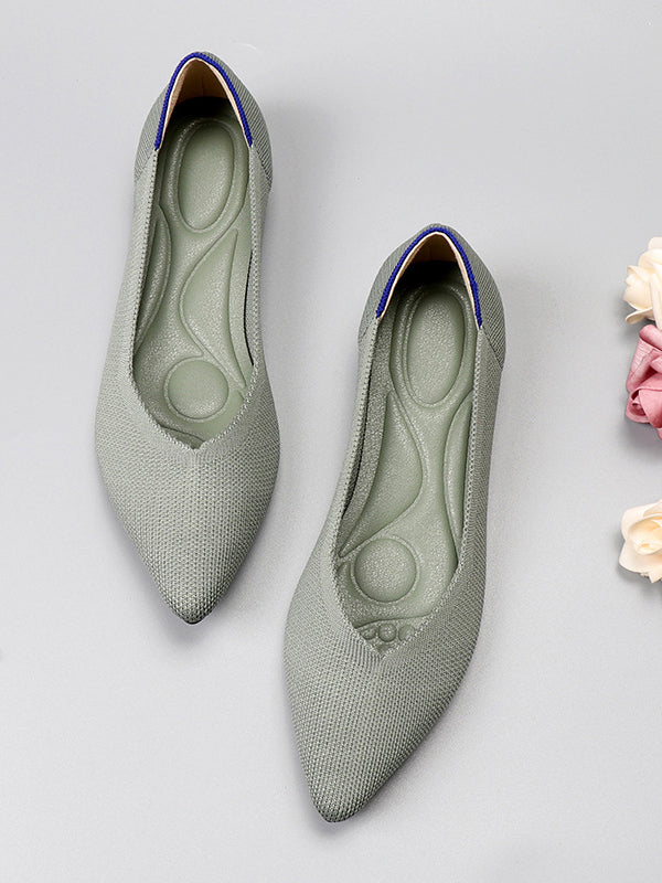 Chaussures plates à bout pointu, à découpe basse, à empiècements