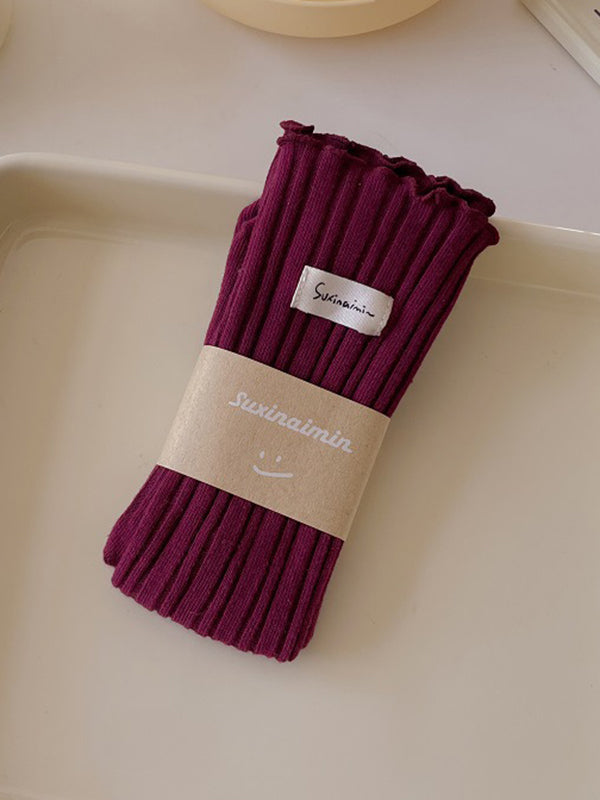 Chaussettes plissées en dentelle avec oreilles en bois