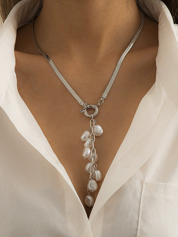 Collier Géométrique Original à Pendentif Perle