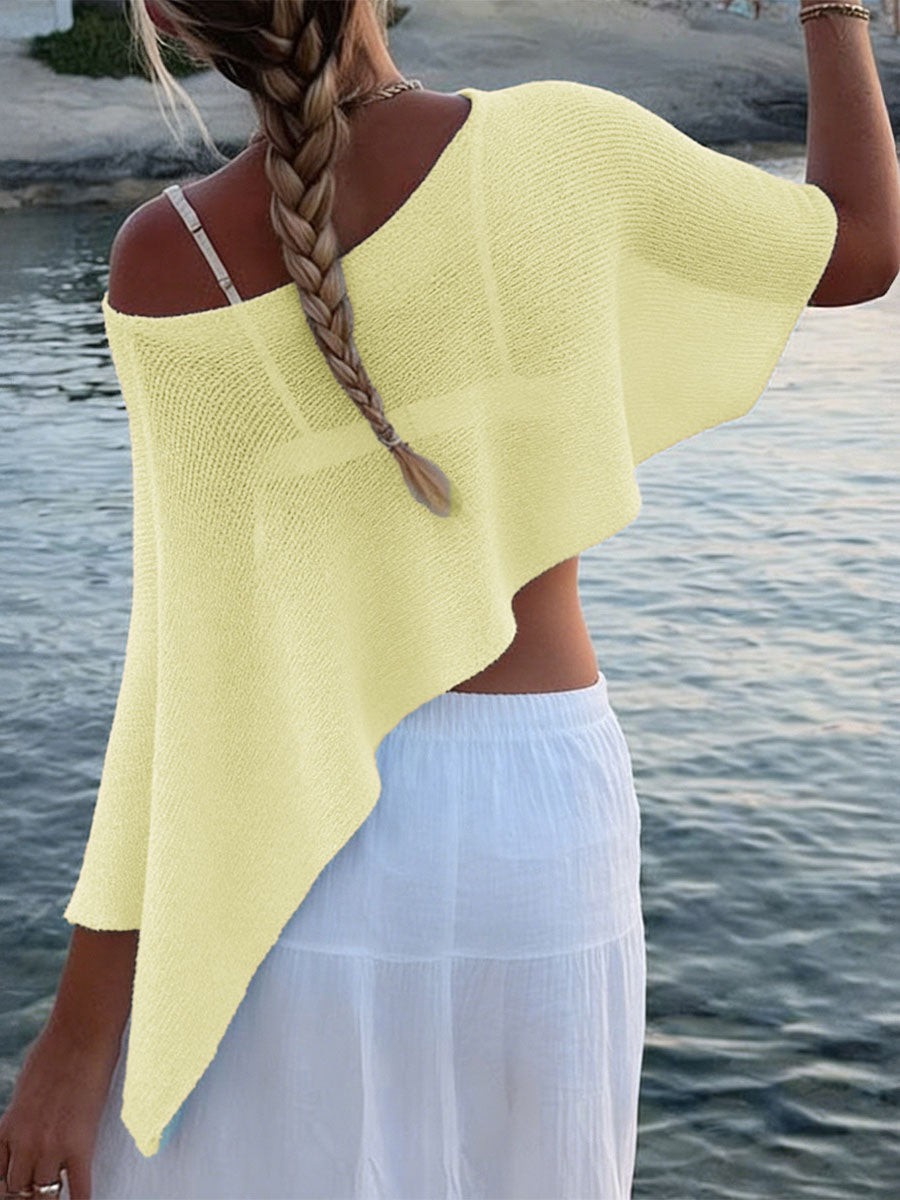 Irrégularité Cape transparente à une épaule de couleur unie