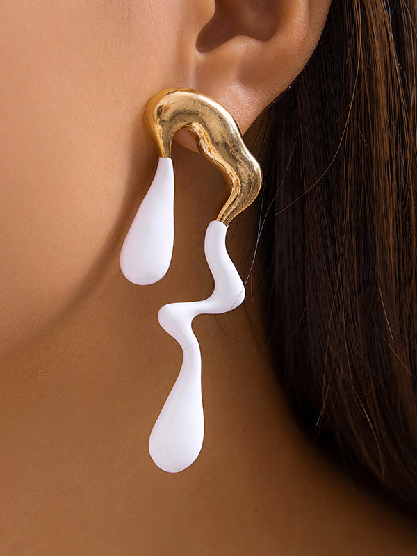 Boucles d'oreilles pendantes géométriques couleur contrastée