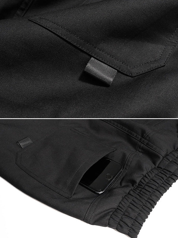 Pantalon salopette décontracté noir empire punk avec cordon de serrage élégant