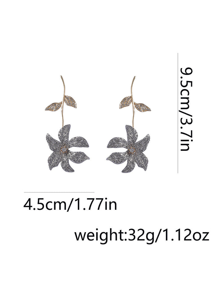 Boucles d'oreilles brillantes en forme de fleur, à strass