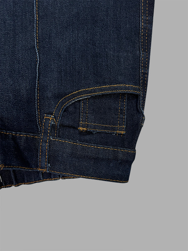 Bas de pantalon en jean évasé taille haute à empiècements
