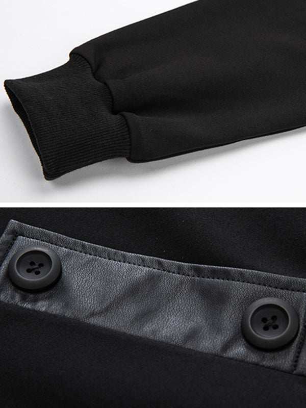 Sweat-shirt asymétrique épais en PU à empiècements faux-deux