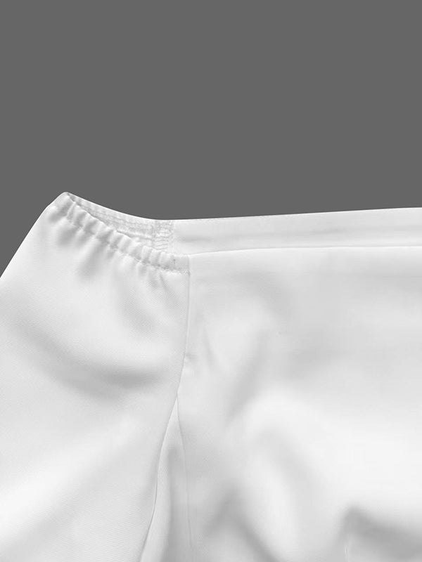 T-shirt à manches mi-longues, à empiècements, à épaules dénudées, couleur unie