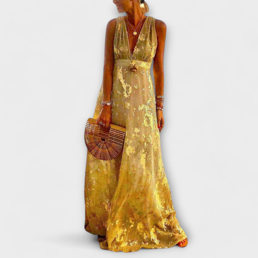 Almera – Robe maxi légère avec des reflets dorés