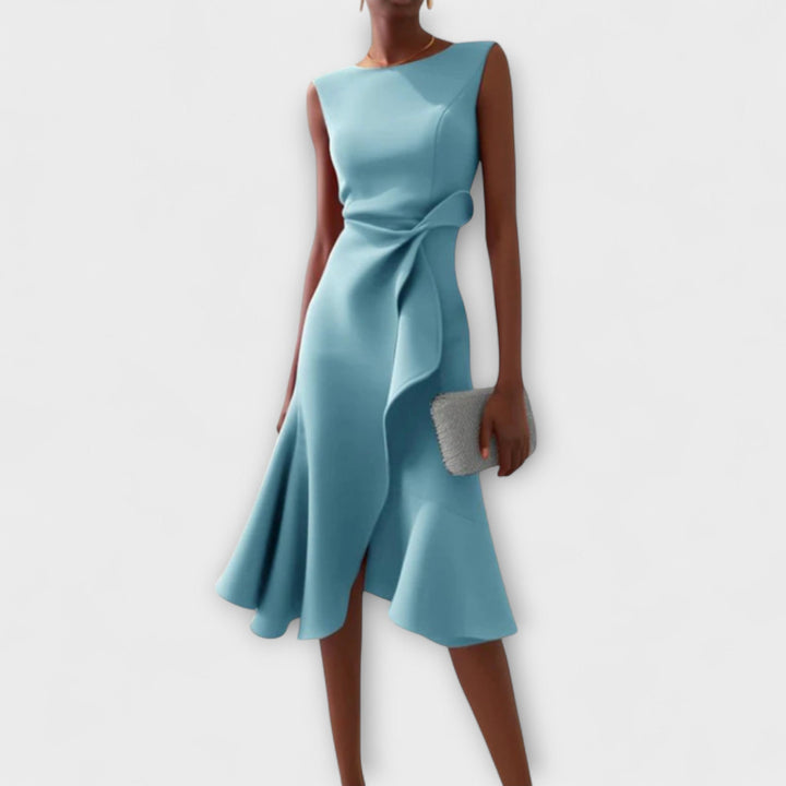 Juliette – Robe midi asymétrique avec drapé