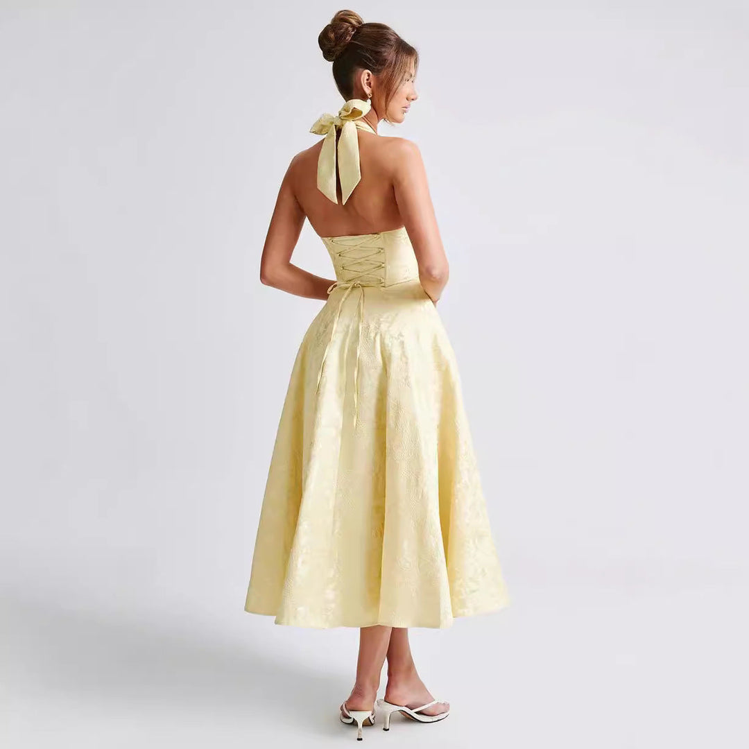 Julieta - Robe midi avec décolleté halter