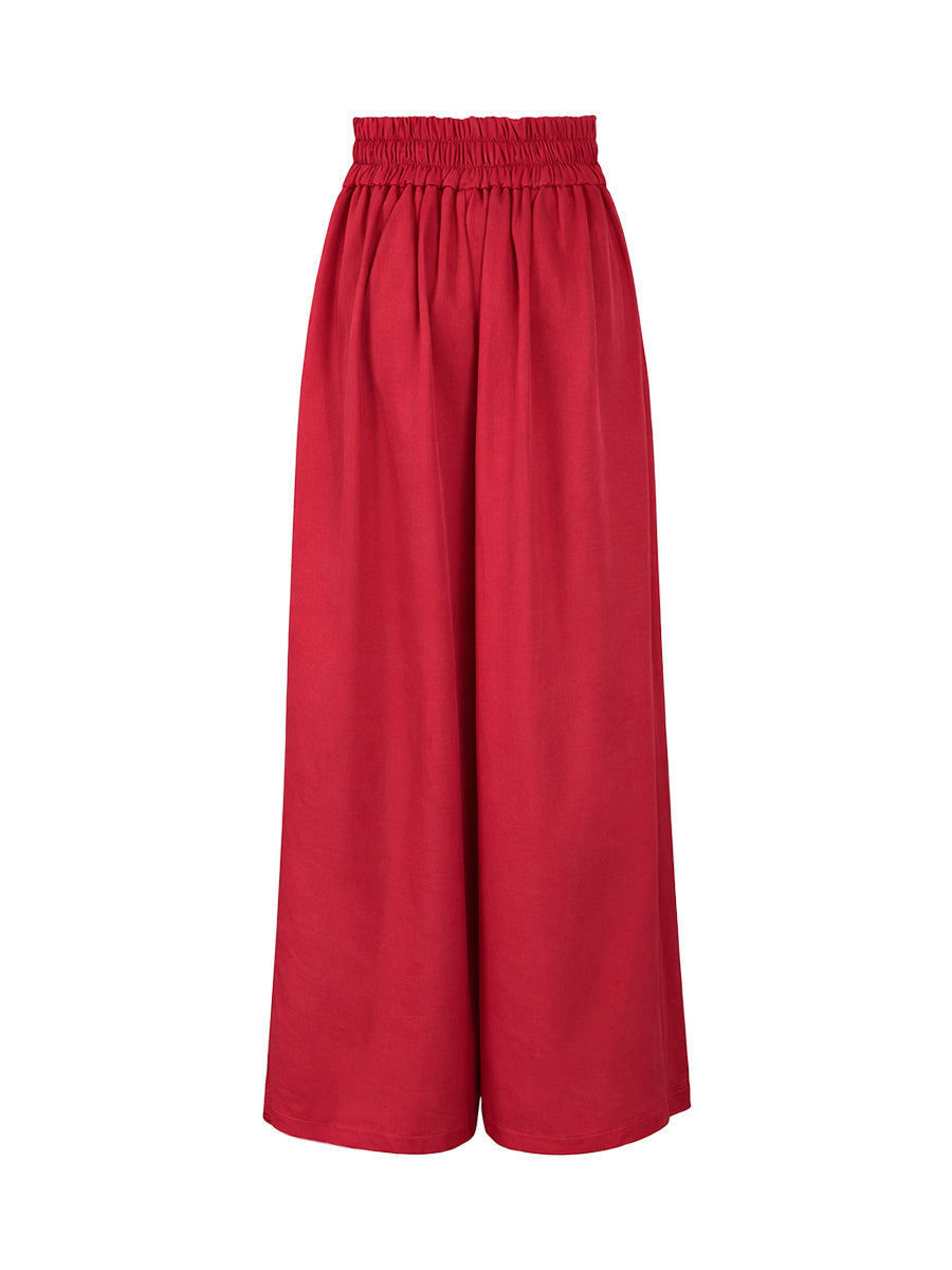 Jupe plissée à taille élastique, taille haute, à ourlet ample, à poches, à fermeture éclair, couleur unie