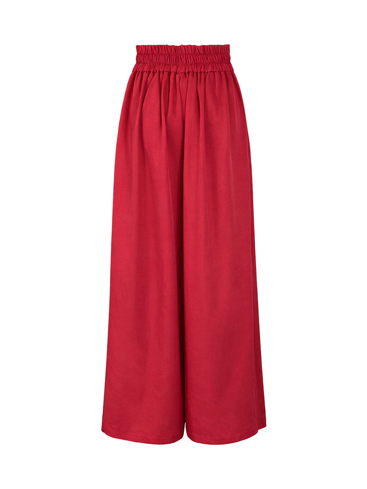 Jupe plissée à taille élastique, taille haute, à ourlet ample, à poches, à fermeture éclair, couleur unie