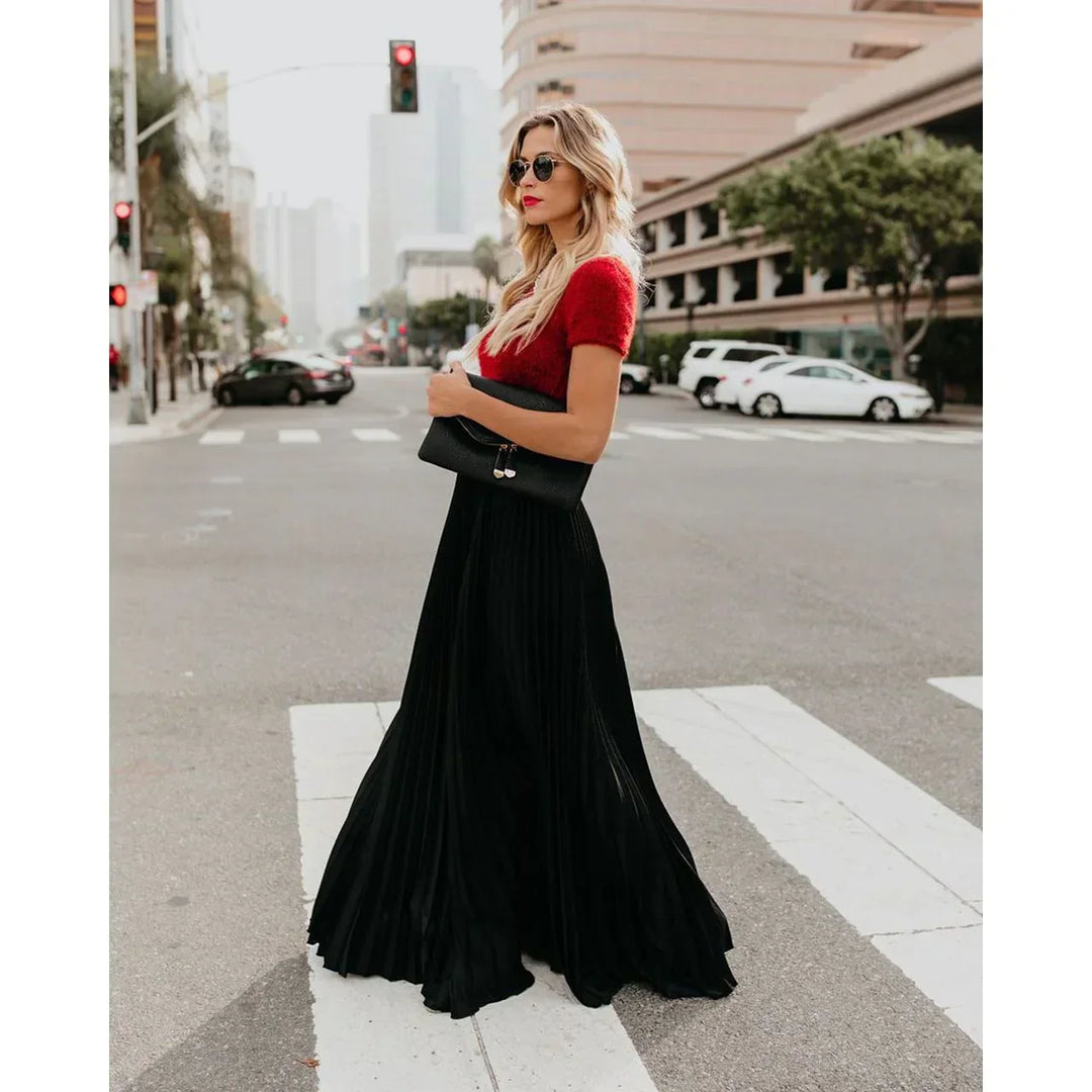 Veluna – Jupe maxi plissée stylée