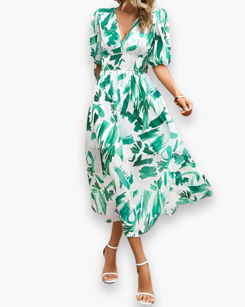 Robe Midi Élégante à Imprimé Floral pour Femmes | Robe d'Été Midi