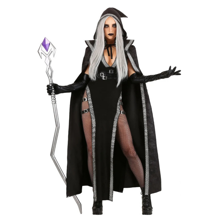 Costume d'Halloween Femme Sorcière avec Capuche | Cape & Body Cintré