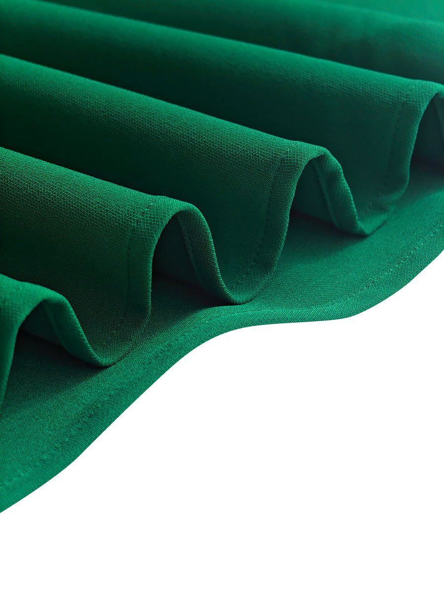 Robe longue plissée coupe trapèze, taille haute, à empiècements, à col rond, couleur unie