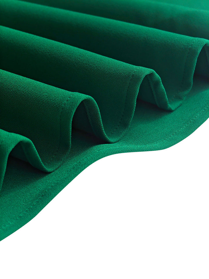 Robe longue plissée coupe trapèze, taille haute, à empiècements, à col rond, couleur unie