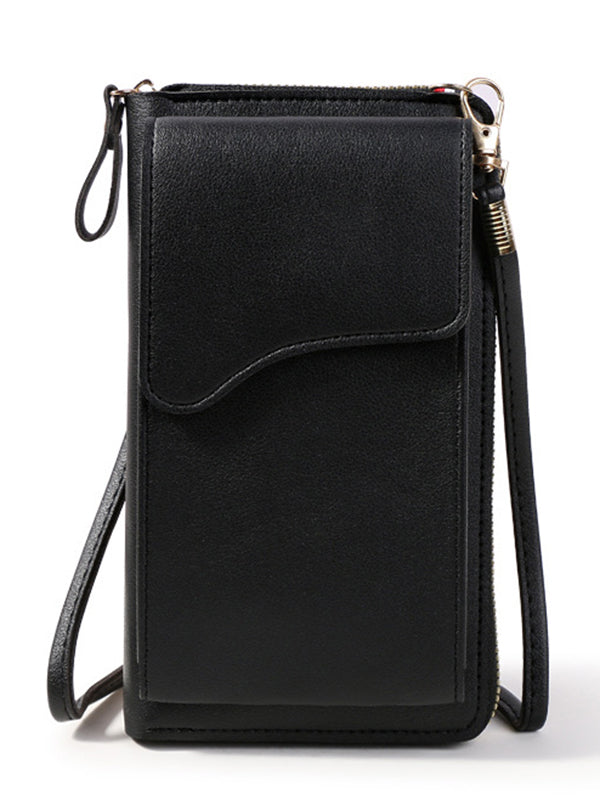 Sac à bandoulière simple en PU de couleur unie
