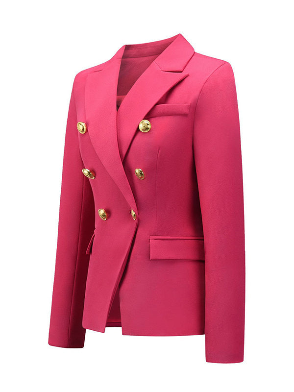 Blazer boutonné à manches longues, à col cranté