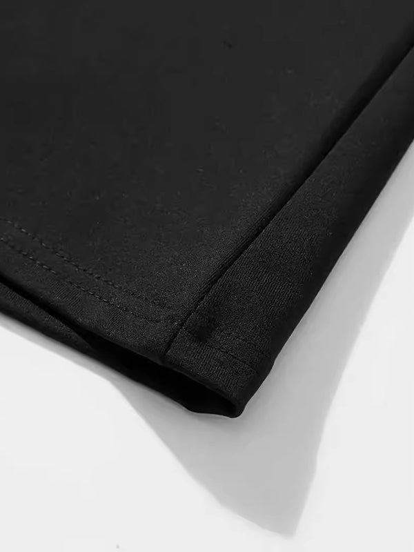 Trapèze Demi-manches Poches imprimées de journaux Jointure fendue Col rond Robes mi-longues