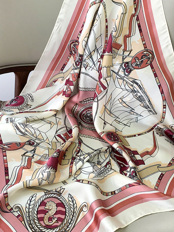 Foulard carré imprimé imitation soie urbaine