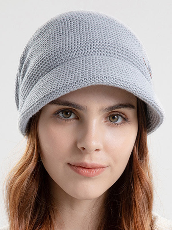 Chapeaux à empiècements de couleur unie à bord plat Chapeaux tricotés
