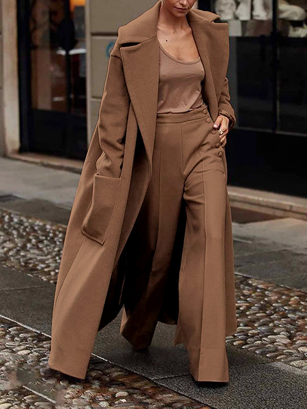 Pantalon ample à jambes droites, taille haute, à empiècements, couleur unie