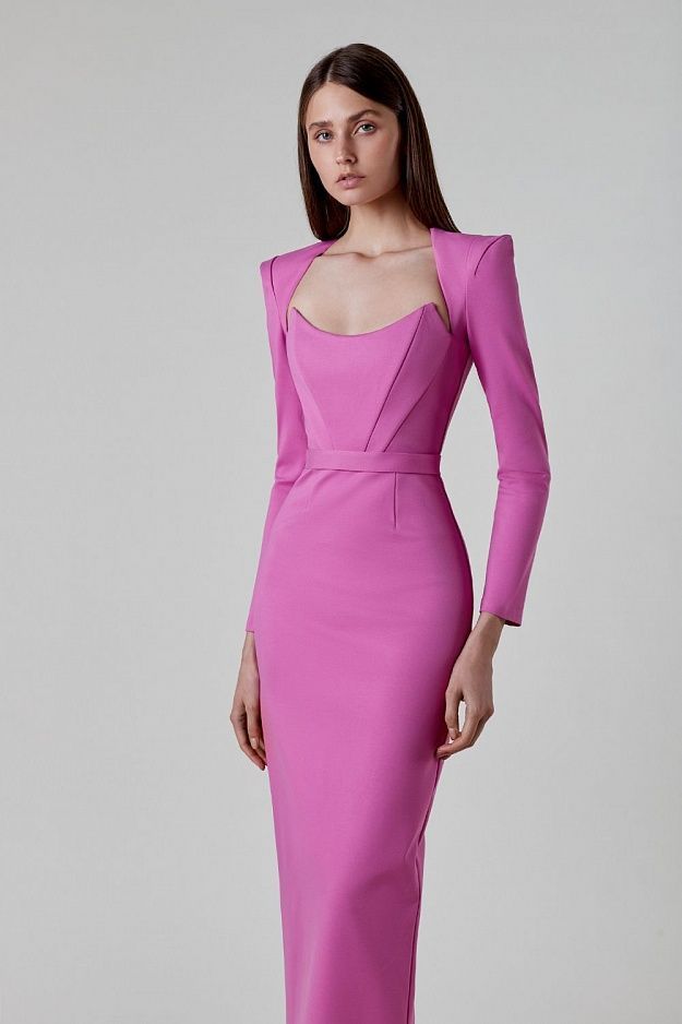 Celeste - Robe midi structurée à manches longues