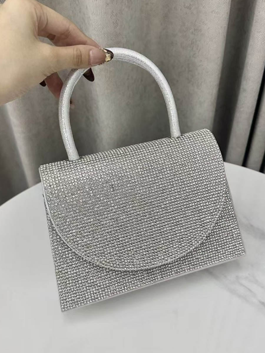Pochette de soirée géométrique brillante à strass