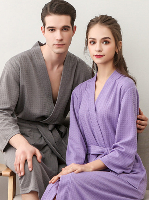 Robe de pyjama fine à bandage solide et confortable