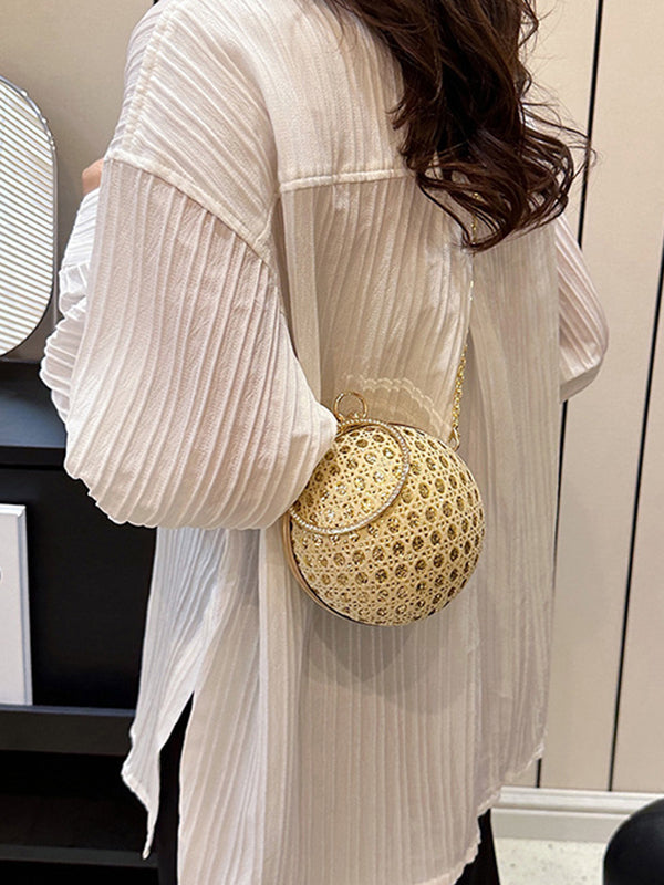 Sac à main géométrique brillant à chaîne, à strass