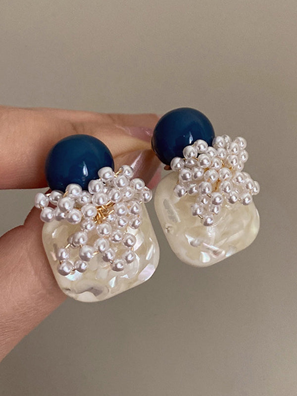 Accessoires de boucles d'oreilles géométriques en perles d'imitation