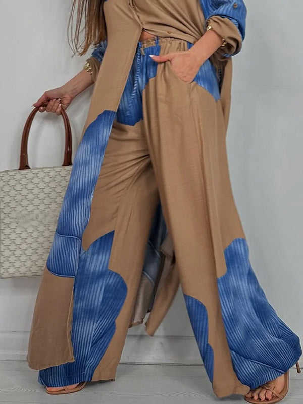 Pantalon taille haute, à jambes larges, à cordon de serrage, à taille élastique, à imprimé floral, à empiècements