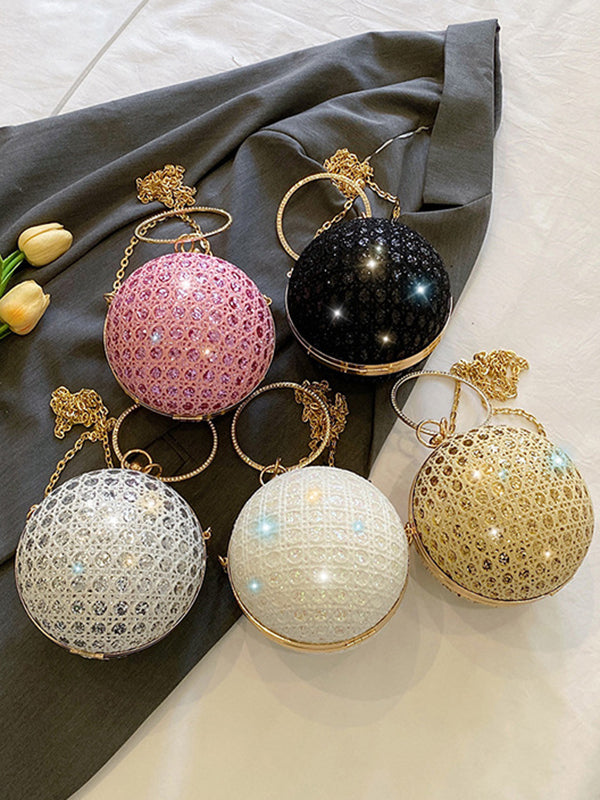 Sac à main géométrique brillant à chaîne, à strass