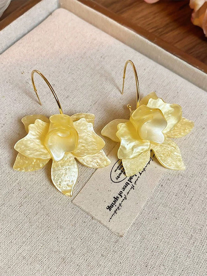 Boucles d'oreilles en forme de fleur, couleur unie