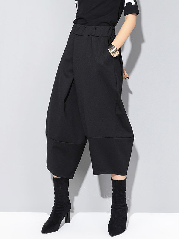 Bas de pantalon trois-quarts décontractés, jambes larges et amples, couleur unie