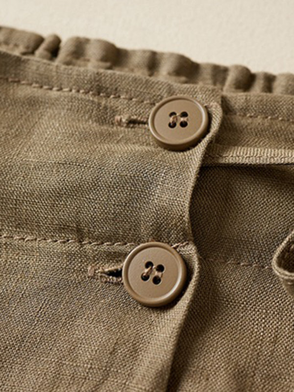 Short ample à taille élastique, couleur unie