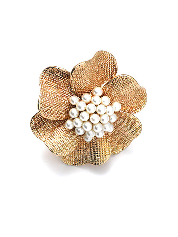 Bague réglable brillante en forme de fleur