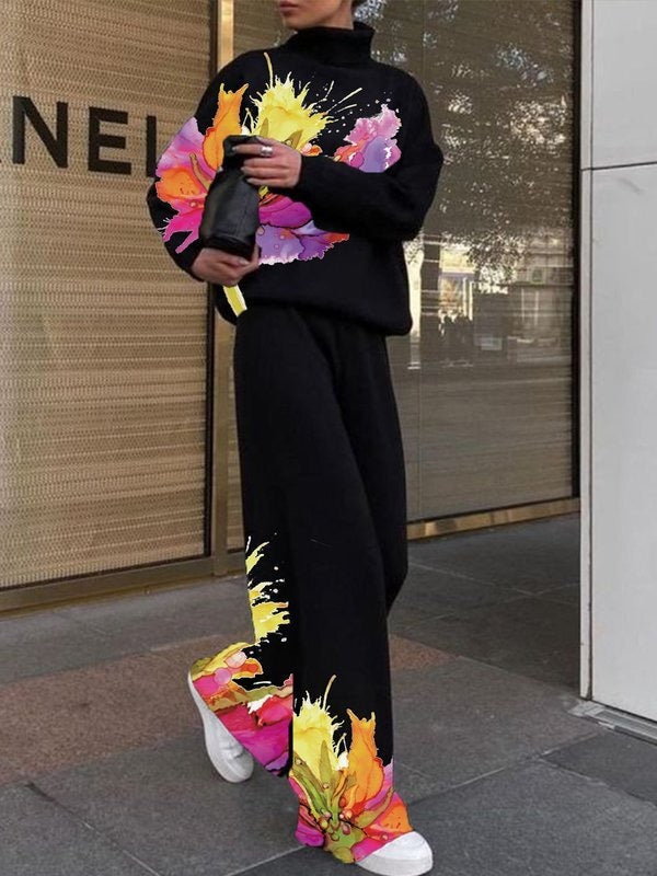 Pantalon ample à jambes larges, à imprimé floral