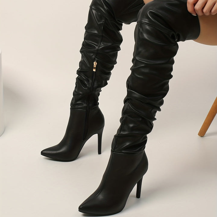 Bottes Overknee Femme | Forme de orteil pointue avec fermeture éclair latérale