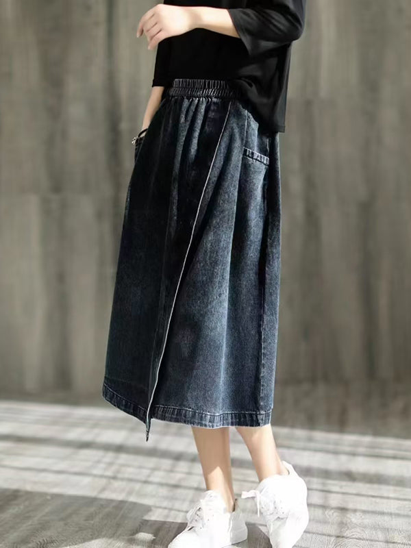 Jupe ample asymétrique à taille élastique, à empiècements