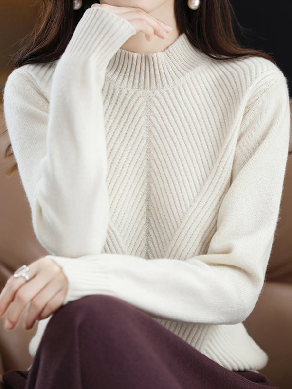 Pull urbain à manches longues et demi-col roulé de couleur unie