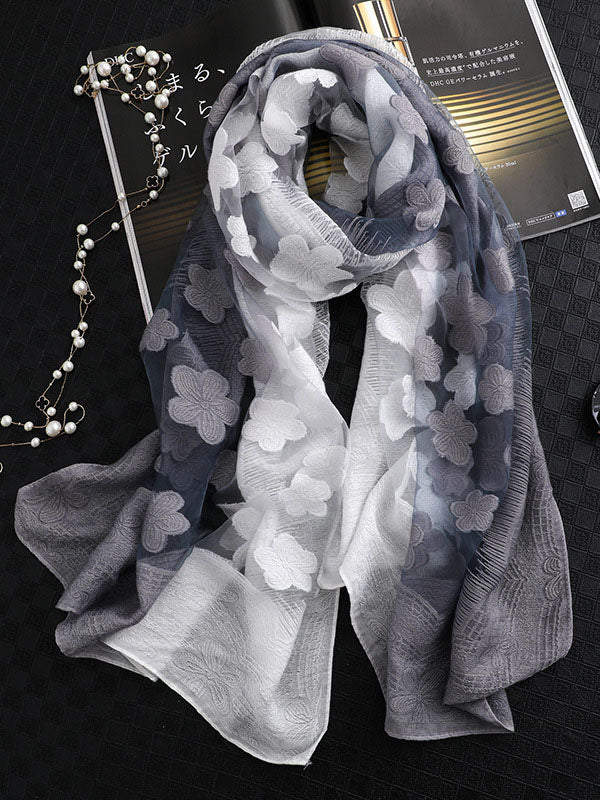Écharpe à fleurs, anti-UV, en soie