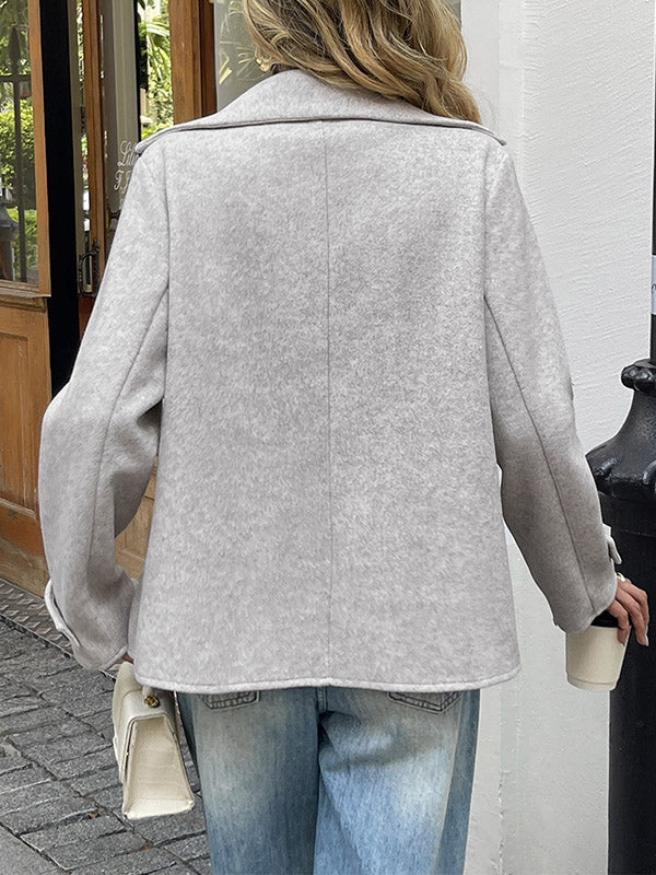 Blazer ample à manches longues, boutonné, Double boutonnage, couleur unie, revers, vêtements d'extérieur