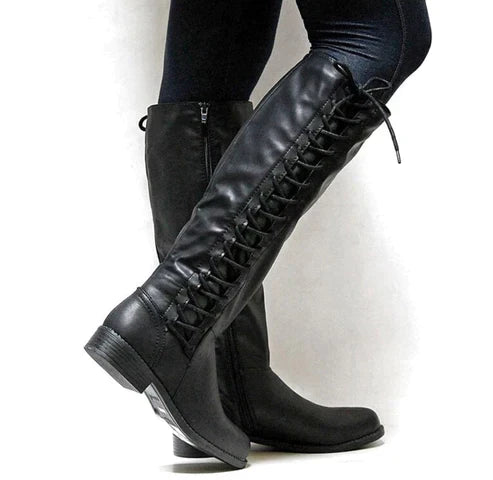 Bottes montantes à lacets pour femmes | Plat
