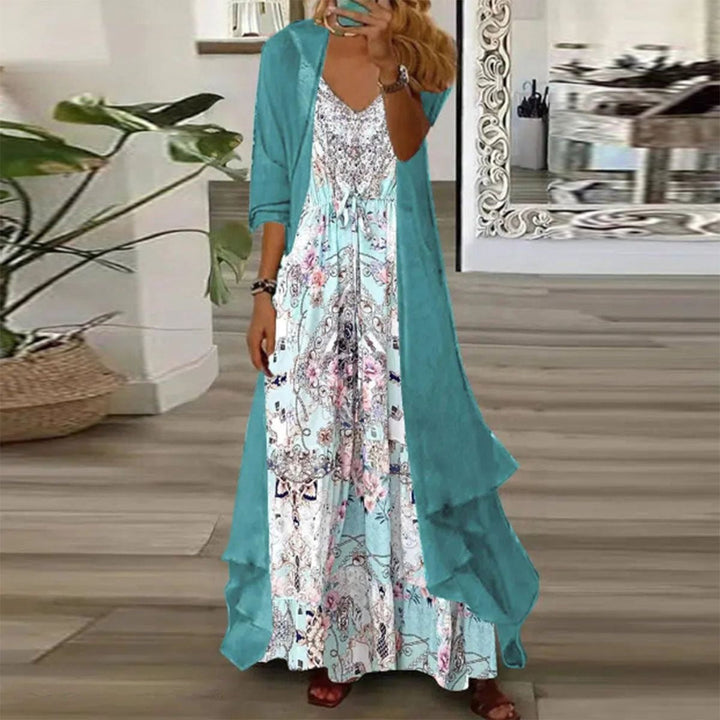 Sabrina - Robe maxi en chiffon à fleurs avec des détails élégants