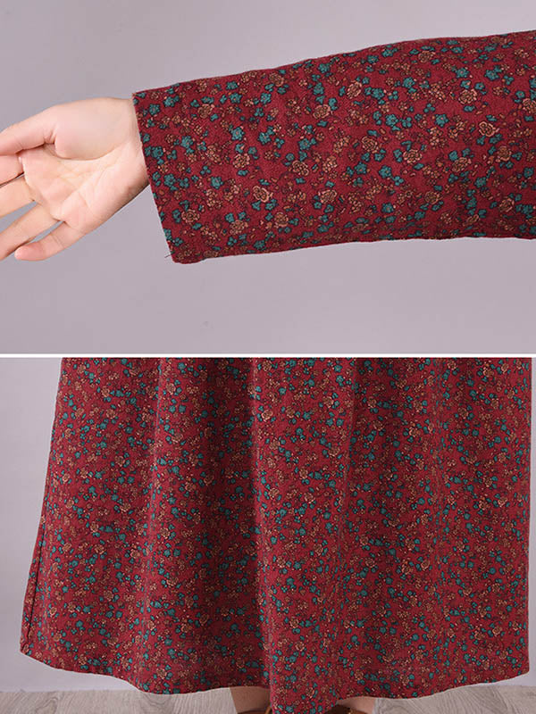 Robe mi-longue originale à imprimé floral Frenum à revers