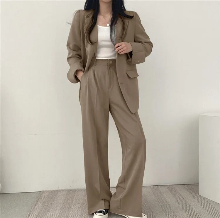 Costume Pantalon Femme Coupe Loose Blazer Baggy