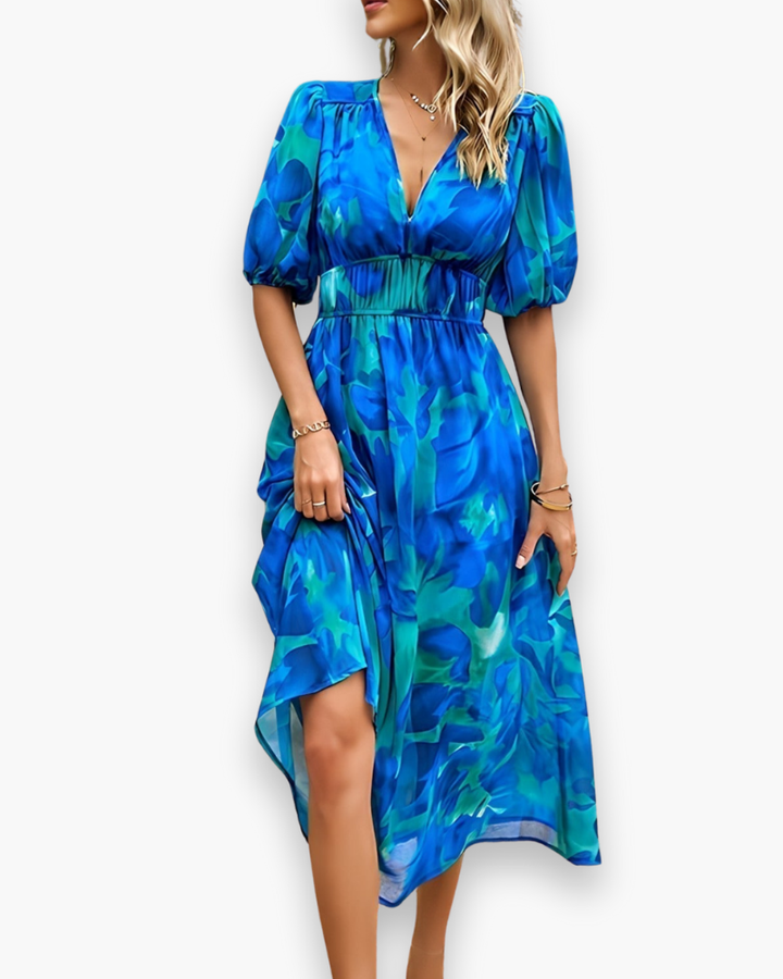 Robe Midi Élégante à Imprimé Floral pour Femmes | Robe d'Été Midi