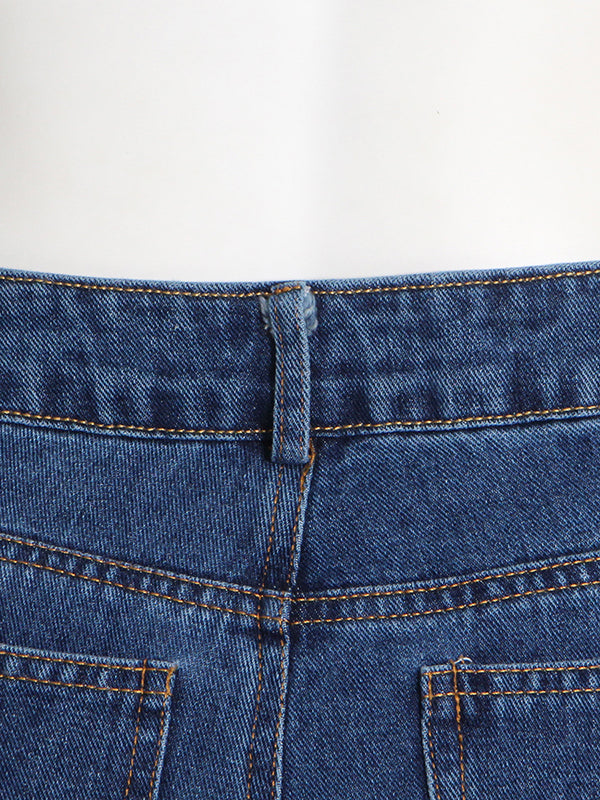 Bas de pantalon en Jean, jambes larges, amples, fendues, avec grandes poches, originales
